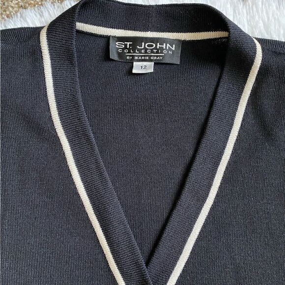 St. John Collection by Marie Gray Santana Knit Sweater Jacket Black Label Unworn - Picture 4 of 14